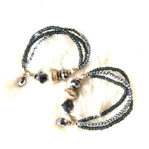 2 Chico’s Hematite Crystal Bracelets